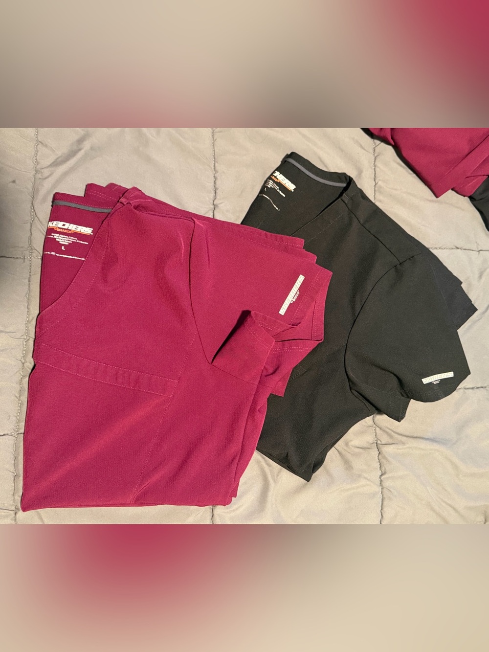 Skechers by Barco maroon and black scrub set